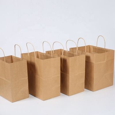 Προσαρμόστε το δικό σας λογότυπο Flexo Printed Patch Handle Kraft Paper Takeaway Bag για γρήγορο φαγητό