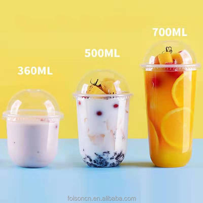 16 OZ Προσαρμοσμένο λογότυπο εκτυπωμένο σε σχήμα U PET/RPET ποτήρι ποτών για κομποστοποιητέο παγωτό