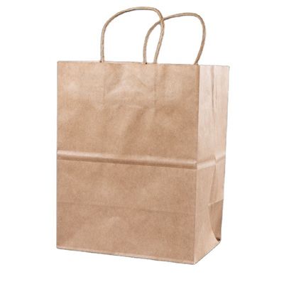 Προσαρμόστε το δικό σας λογότυπο Flexo Printed Patch Handle Kraft Paper Takeaway Bag για γρήγορο φαγητό