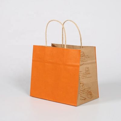 Προσαρμόστε το δικό σας λογότυπο Flexo Printed Patch Handle Kraft Paper Takeaway Bag για γρήγορο φαγητό