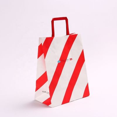 Προσαρμόστε το δικό σας λογότυπο Flexo Printed Patch Handle Kraft Paper Takeaway Bag για γρήγορο φαγητό