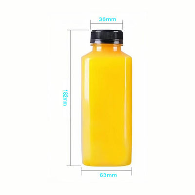 250 ml 350 ml 500 ml PP πλαστικές ανθεκτικές στη θερμότητα τετραγωνικές φιάλες ποτών με κάλυμμα